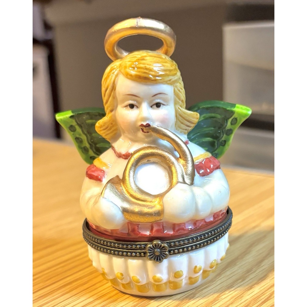Villeroy & Boch TRINKET BOX Porcelain Hinged #1748 ANGEL  GRANDMACORE CHRISTMAS